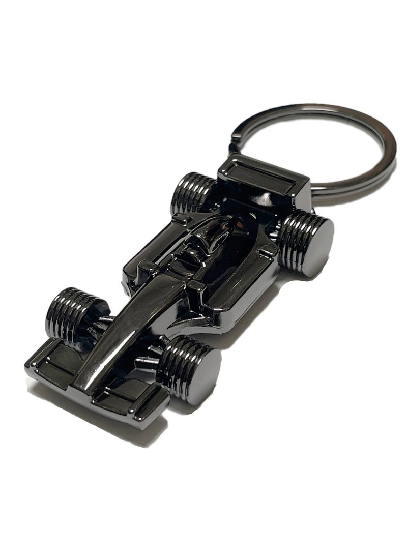 2 حزمة مجموعة من سلاسل مفاتيح السيارات للرجال ، مناسبة لحقائب الظهر المكتبية ، والمحافظ ، والاكسسوارات ، ومحبي السباقات ، والمجمعين ، والأسود + الفضة - Image 2